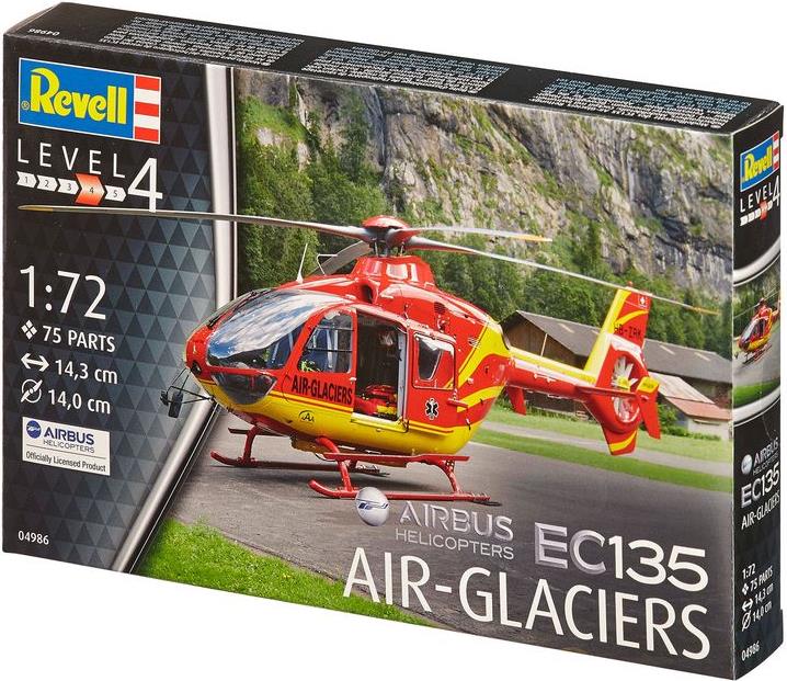Revell Airbus Helicopters EC135 AIR-GLACIERS - 1:72 - Montagesatz - Drehflügler - EC135 AIR-GLACIERS - Passagierflugzeug - Kunststoff (04986) von Revell