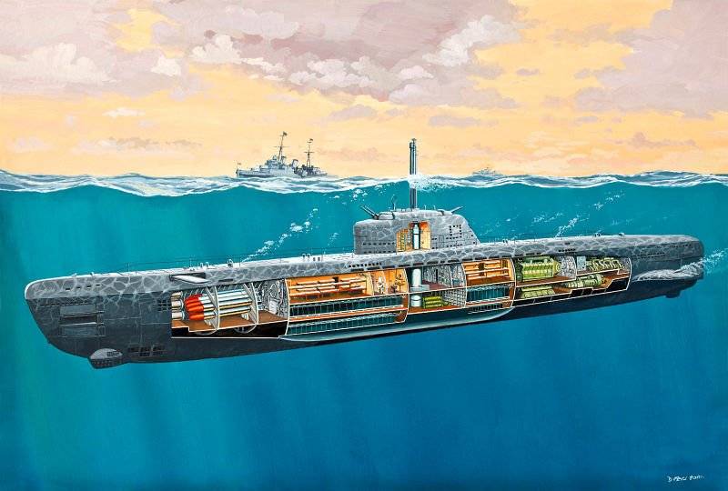 U-Boot Typ XXI U 2540 mit Inneneinrichtung von Revell