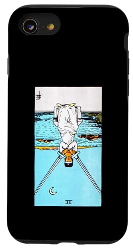 Two of Swords Vintage Reversed Rider Waite Tarotkarte Hülle für iPhone SE (2020) / 7 / 8 von Reversed Tarot Card Designs