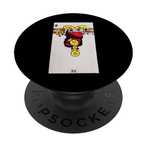 Vier von Münzen oder Pentacles Reversed Rider Waite Tarot PopSockets Klebender PopGrip Vier von Münzen oder Pentacles Reversed Rider Waite Tarot PopSockets Klebender PopGrip von Reversed Tarot Card Designs