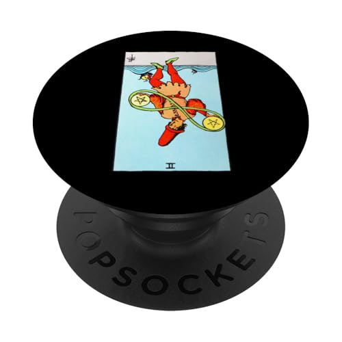 Zwei Münzen oder Pentacles Reversed Rider Waite Tarot PopSockets Klebender PopGrip Zwei Münzen oder Pentacles Reversed Rider Waite Tarot PopSockets Klebender PopGrip von Reversed Tarot Card Designs