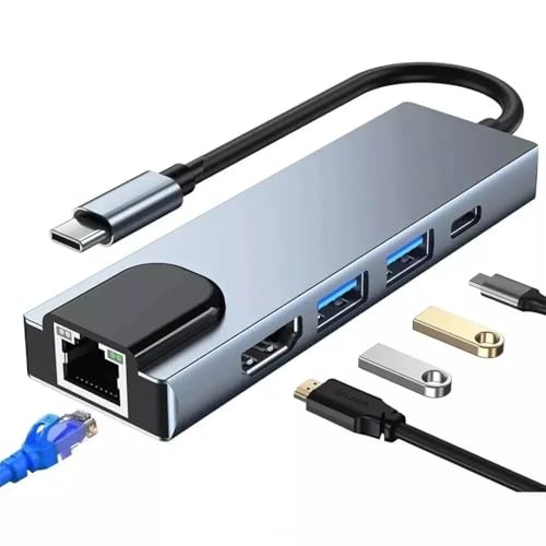 5 in 1 USB Typ C Hub Adapter mit 4K HDMI USB 3.0 LAN RJ45 PD Anschlüsse 5 in 1 USB Typ C Hub Adapter mit 4K HDMI USB 3.0 LAN RJ45 PD Anschlüsse von Revinta