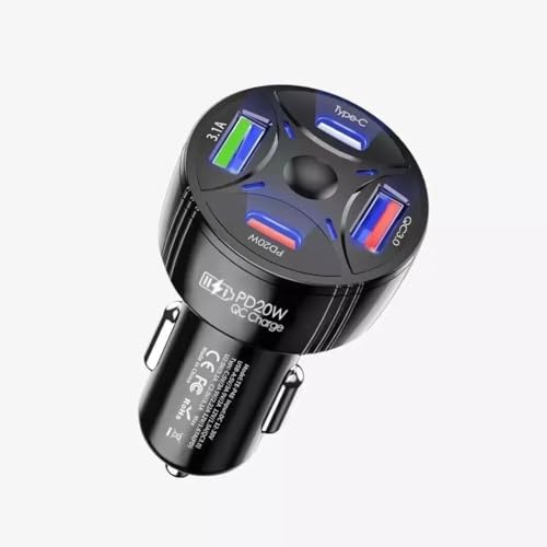 53W Auto Ladegerät, USB-C PD 3.0 & QC 3.0, 4-in-1 KFZ Adapter mit 2 USB & 2 Type-C Anschlüssen, Schnellladegerät für iPhone, Samsung, Huawei 53W Auto Ladegerät, USB-C PD 3.0 & QC 3.0, 4-in-1 KFZ Adapter mit 2 USB & 2 Type-C Anschlüssen, Schnellladegerät für iPhone, Samsung, Huawei von Revinta