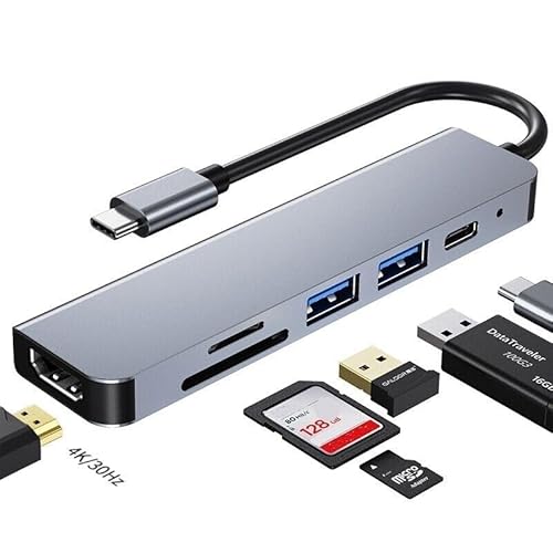 Revinta 6-in-1 USB-C Hub Adapter, HDMI 4K, Micro SD, USB 3.0, 40MB/s, 15cm Kabel, Silber, für MacBook und Laptop Revinta 6-in-1 USB-C Hub Adapter, HDMI 4K, Micro SD, USB 3.0, 40MB/s, 15cm Kabel, Silber, für MacBook und Laptop von Revinta