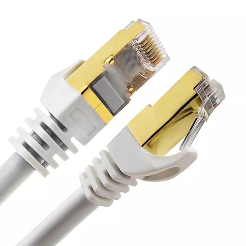 Revinta CAT 7 Netzwerkkabel, 10 Gigabit Ethernet LAN Kabel, S/FTP PIMF Abschirmung, RJ45 Stecker, 10 Gbps, Weiß (50m) von Revinta