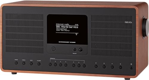 REVO SuperConnect Stereo - Internetradio/DAB+ Digitalradio (30 Watt, Stereo Radio, Internet, WLAN, DAB/DAB+ / UKW, Spotify, Amazon Music, napster UVM, Design Radio) walnuß-schwarz von Revo