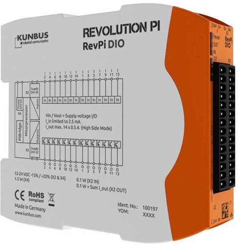 Kunbus Revolution Pi by RevPi DIO PR100197 SPS-Erweiterungsmodul 24V von Revolution Pi by Kunbus