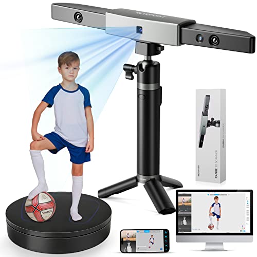 Revopoint Range 3D-Scanner mit großem Drehteller und Powerbank, 0,1 mm Präzisions Infrarot Strukturlicht 3D Scanner zum Scannen großer Objekte, 12 fps bis 18 fps Scangeschwindigkeit von Revopoint