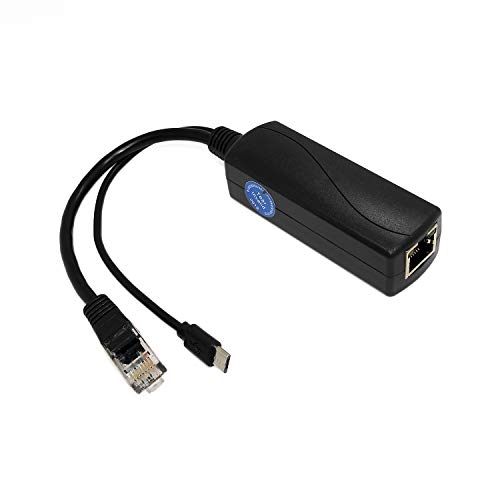 REVODATA Gigabit Micro USB PoE Splitter 5V/2.4A, 48V PoE zu Micro USB 5V/2.4A Ausgang, 10/100/1000Mbps, Aktiv IEEE802.3af/at, PoE Adapter Splitter für Pi 3B/3B+/Micro USB Gerät (USB0502G) von Revotech