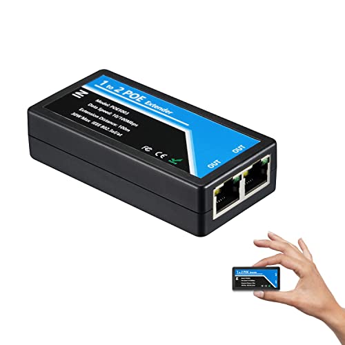 Revotech 2 Port PoE Extender, IEEE 802.3af/at Compatible10/100 Mbps RJ45, POE Repeater 100 Meters(328 ft) Extender, 1 in 2 Out PoE Adapter für POE Camera/PoE Gerät, Plug and Play(POE5003) von Revotech
