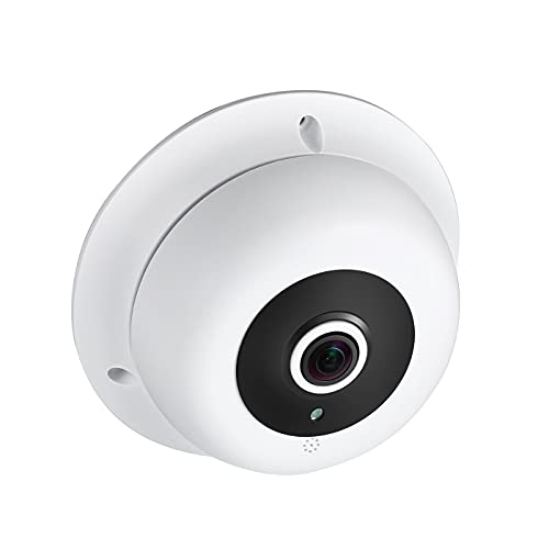 REVODATA Fisheye IP Kamera mit Mikrofon, 3MP Indoor Dome Audio Überwachungskamera 1,7 mm Objektiv IR Nachtsicht P2P H.265 CCTV Videokamera (IF04-Audio Weiß) von Revotech