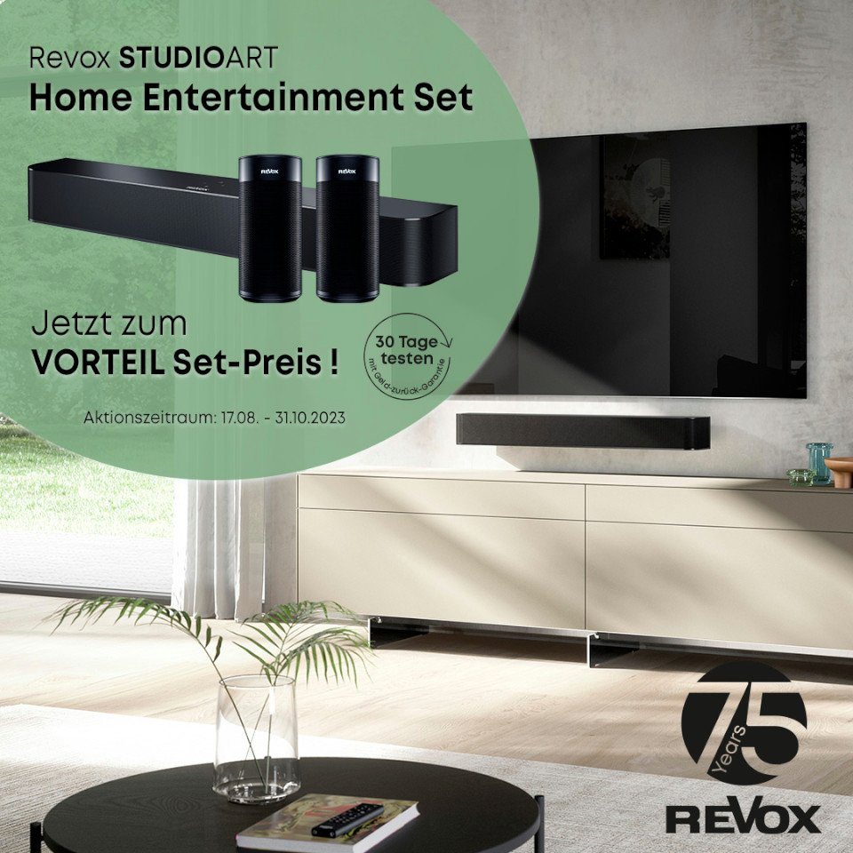 Revox STUDIOART Home Entertainment Set 5.1 Lautsprecher System (Bluetooth, WLAN (WiFi), A2DP Bluetooth, aptX Bluetooth, AVRCP Bluetooth, AirPlay, Digital-In, HDMI, KleerNet, LAN) von Revox