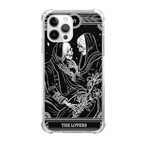 Rewput The Lover Skull Tarotkarten-Handyhülle für iPhone 16 Pro, cooles schwarzes Skelett mit Blume, für Damen, Herren, Mädchen, Jungen, für iPhone 16 Pro, trendiges Design, Rewput The Lover Skull Tarotkarten-Handyhülle für iPhone 16 Pro, cooles schwarzes Skelett mit Blume, für Damen, Herren, Mädchen, Jungen, für iPhone 16 Pro, trendiges Design, von Rewput