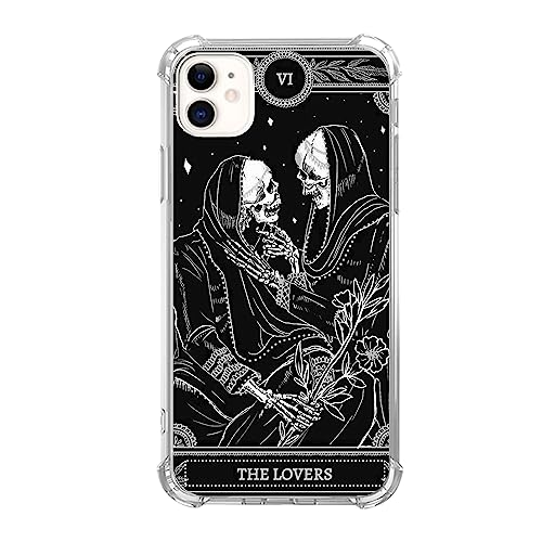 The Lover Skull Tarot Card Phone Case for iPhone 12/iPhone 12 Pro, Cool Black Skeleton with Flower Floral Cover for Women Men Girls Boys, Trendy Design TPU Bumper Case for iPhone 12/iPhone 12 Pro The Lover Skull Tarot Card Phone Case for iPhone 12/iPhone 12 Pro, Cool Black Skeleton with Flower Floral Cover for Women Men Girls Boys, Trendy Design TPU Bumper Case for iPhone 12/iPhone 12 Pro von Rewput