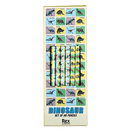 Rex London Dinosaurs HB Bleistifte mit Radiergummi, 6 Stück, mehrfarbig von Rex London