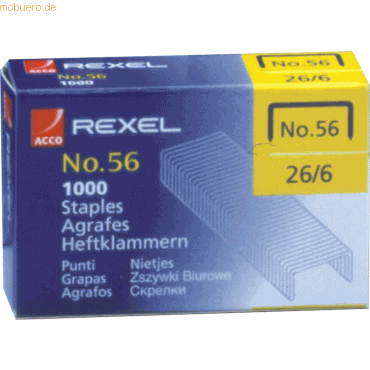20 x Rexel Heftklammern 26/6 Stahl verzinkt VE=1000 Stück von Rexel