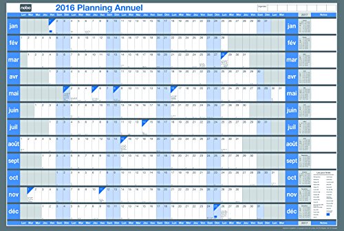 Nobo 2401760 Tabelle Jahresplaner Hartschale 2016 weiß von Rexel