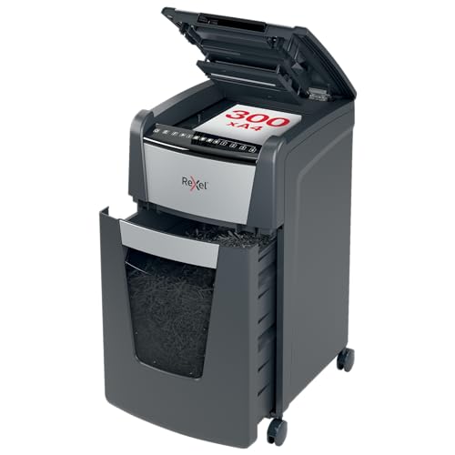Rexel 2020300X Auto+ 300X — Automatischer P4-Sicherheits-Aktenvernichter mit Querschnitt, Fassungsvermögen 300 Blatt, herausnehmbarer 60-Liter-Papierkorb, schwenkbare Räder Rexel 2020300X Auto+ 300X — Automatischer P4-Sicherheits-Aktenvernichter mit Querschnitt, Fassungsvermögen 300 Blatt, herausnehmbarer 60-Liter-Papierkorb, schwenkbare Räder von Rexel