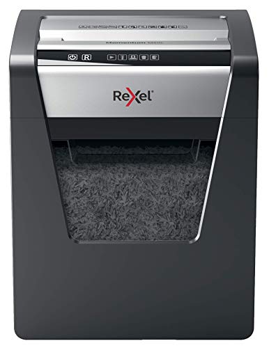 Rexel Aktenvernichter Momentum M510 CH, Sicherheitsstufe P5, Mikroschnitt, 10 Blatt Kapazität, 23L Abfallbehälter, mit Schweizer Netzstecker, Schwarz, 2104575CH von Rexel