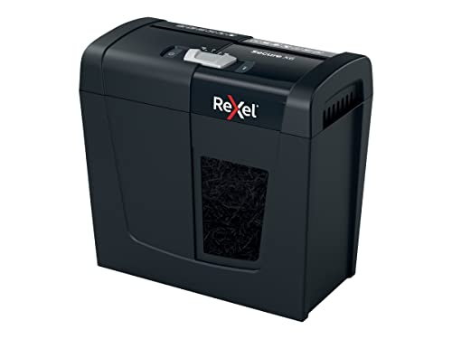 Rexel Aktenvernichter Secure X6, Partikelschnitt, 7-6 Blatt A4 (70-80 g/m²) Kapazität, Sicherheitsstufe P4, 10L Abfallbehälter, leise & kompakt, für zu Hause / Home Office, schwarz, 2020122EU von Rexel