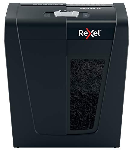 Rexel Aktenvernichter Secure X8, Partikelschnitt, 9-8 Blatt A4 (70-80 g/m²) Kapazität, Sicherheitsstufe P4, 14L Abfallbehälter, leise & kompakt, für zu Hause / Home Office, schwarz, 2020123EU von Rexel