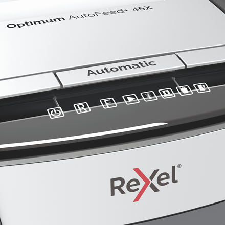 Rexel AutoFeed 45X Aktenvernichter Kreuzschreddern 55 dB Schwarz - Silber (2020045XEU) von Rexel