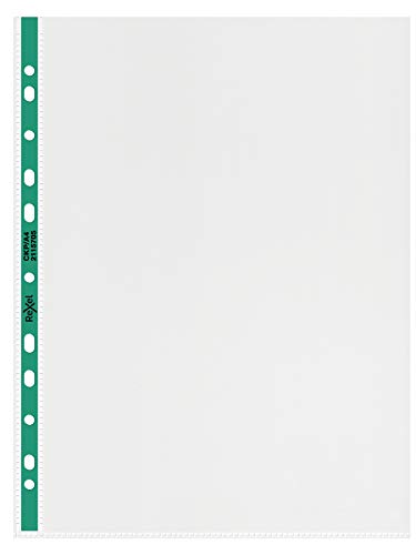 Rexel Copy King 2115705 Klarsichthüllen A4 mit grünem Rücken, glasklar, dokumentenecht, 25 Stück von Rexel