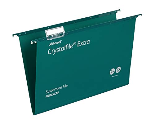 Rexel CrystalFile Extra Hängemappen (Polypropylen, 15 mm V-Boden, Format Foolscap) 25 Stück grün von Rexel