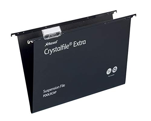 Rexel Crystalfile Extra Hängemappen Polypropylen 15 mm Folio-Format 25 Stück schwarz von Rexel