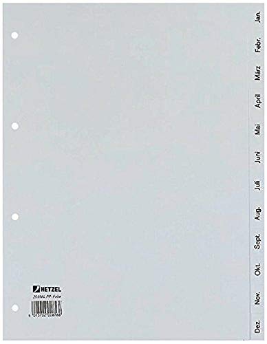 Rexel Monatsregister aus PP, 12 Blatt, A4 volle Höhe, 1 Stück, grau von Rexel