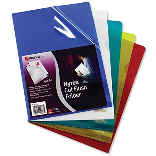Rexel Nyrex Premium A4 Dokumentenmappe, blau geprägt, 100mic, Cut Flush, L-Ordner, 25 Stück, 12161BU von Rexel