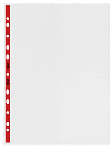 Rexel Nyrex Prospekthüllen (verstärkt, roter Rand, seitlich offen, Format A4) 25 Stück transparent von Rexel
