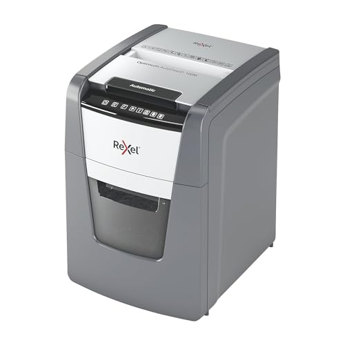 Rexel Optimum AutoFeed+ 100M Automatischer Aktenvernichter CH, 100 Blatt, Sicherheitsstufe P5, Mikroschnitt, für Zuhause/Home Office, 34 Liter Abfallbehälter, mit Schweizer Netzstecker, 2020100MCH Rexel Optimum AutoFeed+ 100M Automatischer Aktenvernichter CH, 100 Blatt, Sicherheitsstufe P5, Mikroschnitt, für Zuhause/Home Office, 34 Liter Abfallbehälter, mit Schweizer Netzstecker, 2020100MCH von Rexel