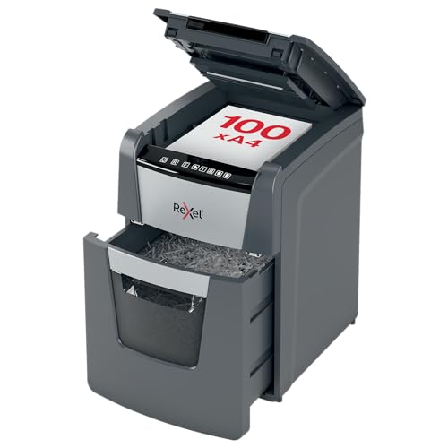 Rexel Optimum AutoFeed+ 100X Automatischer Aktenvernichter, 100 Blatt automatisch, Sicherheitsstufe P4, Partikelschnitt, für Zuhause / Home Office, 34 Liter Abfallbehälter, 2020100XEU Rexel Optimum AutoFeed+ 100X Automatischer Aktenvernichter, 100 Blatt automatisch, Sicherheitsstufe P4, Partikelschnitt, für Zuhause / Home Office, 34 Liter Abfallbehälter, 2020100XEU von Rexel