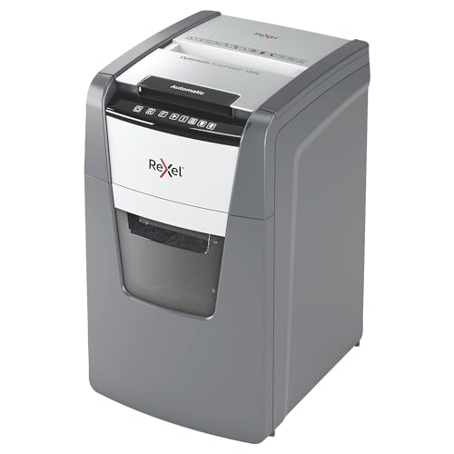 Rexel Optimum AutoFeed+ 130X Automatischer Aktenvernichter CH, 130 Blatt, Sicherheitsstufe P4, Partikelschnitt, für kleinere Büros, 44 Liter Abfallbehälter, mit Schweizer Netzstecker, 2020130XCH von Rexel