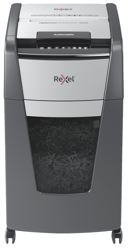 Rexel Optimum AutoFeed+ 225X Aktenvernichter Kreuzschreddern 55 dB 23 cm Schwarz - Grau (2020225XEU) von Rexel