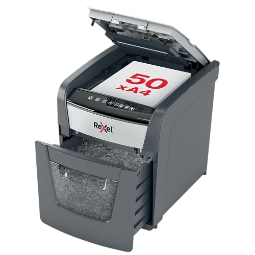 Rexel Optimum AutoFeed+ 50X Automatischer Aktenvernichter, 50 Blatt automatisch, Sicherheitsstufe P4, Partikelschnitt, für Zuhause / Home Office, 20 Liter Abfallbehälter, 2020050XEU Rexel Optimum AutoFeed+ 50X Automatischer Aktenvernichter, 50 Blatt automatisch, Sicherheitsstufe P4, Partikelschnitt, für Zuhause / Home Office, 20 Liter Abfallbehälter, 2020050XEU von Rexel