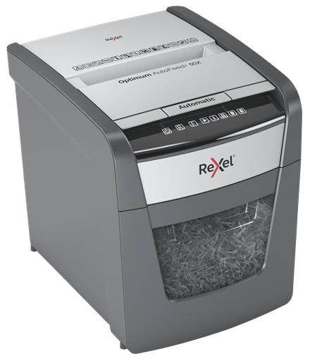 Rexel Optimum AutoFeed+ 50X Aktenvernichter Kreuzschreddern 55 dB 22 cm Schwarz - Grau (2020050XEU) von Rexel