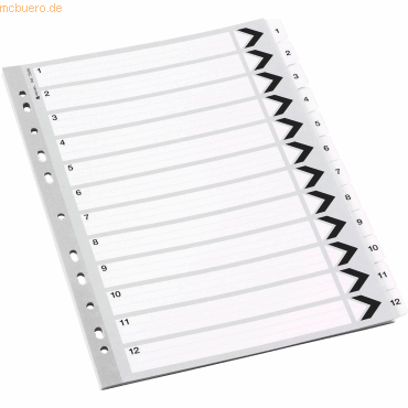 Rexel Register A4mylar-Karton 1-12 weiß VE=3 Stück Rexel Register A4mylar-Karton 1-12 weiß VE=3 Stück von Rexel
