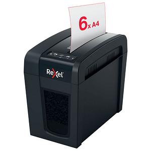 Rexel Secure X6-SL Aktenvernichter mit Partikelschnitt P-4, 4 x 40 mm, bis 6 Blatt, schwarz von Rexel