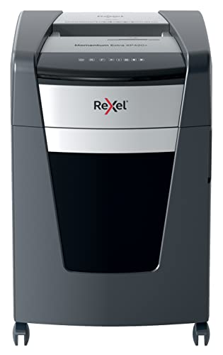 Rexel XP420+ Aktenvernichter mit Partikelschnitt, vernichtet bis zu 20 Blatt auf einmal, Sicherheitsstufe P4, Anti-Papierstau-Technologie, 60-Liter-Behälter, schwarz, Momentum Extra Serie, 2021421XCH Rexel XP420+ Aktenvernichter mit Partikelschnitt, vernichtet bis zu 20 Blatt auf einmal, Sicherheitsstufe P4, Anti-Papierstau-Technologie, 60-Liter-Behälter, schwarz, Momentum Extra Serie, 2021421XCH von Rexel