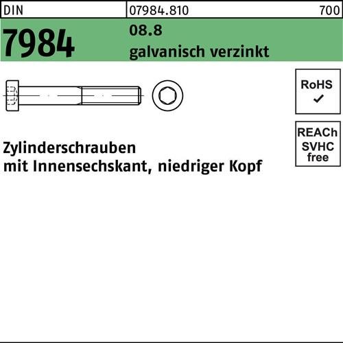 200 Stk. Reyher Zylinderschraube DIN 7984 Innen-6kt M6x80 8.8 galv.verz. 200St. 200 Stk. Reyher Zylinderschraube DIN 7984 Innen-6kt M6x80 8.8 galv.verz. 200St. von Reyher