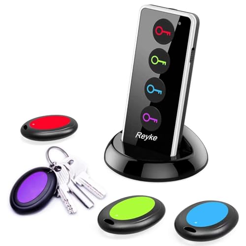 Reyke Schlüsselfinder Key Finder,Remote Finder Drahtloser RF-Gegenstandsfinder mit LED-Taschenlampe für Schlüssel, Brieftasche, Telefon und Haustier-Tracker (RF-Sender, 4 Empfänger) von Reyke