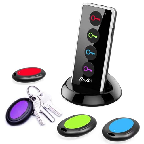 Schlüsselfinder Key Finder, Reyke Remote Finder Drahtloser RF-Gegenstandsfinder mit LED-Taschenlampe für Schlüssel, Brieftasche, Telefon und Haustier-Tracker (RF-Sender, 4 Empfänger) von Reyke