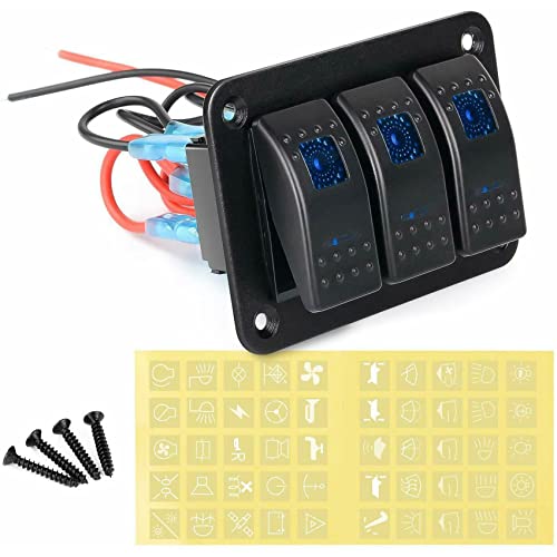 Reykentu 3-Gang-Kippschalter aus Aluminium, 5-polig, An-/Aus-Schalter, vorverdrahtet, für Auto, Marine, Boot von Reykentu