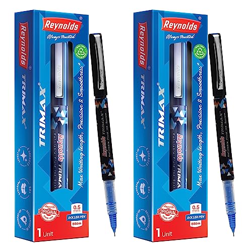 Reynolds Trimax 2 ct Pouch – blauer Gelschreiber I leichter Gelschreiber mit komfortablem Griff für extra glattes Schreiben I Schule und Büro Schreibwaren von Reynolds