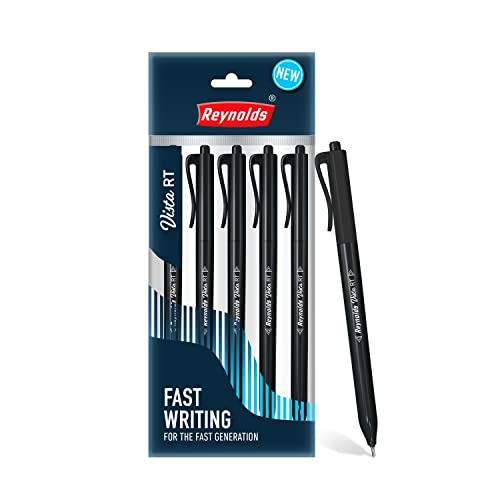Reynolds VISTA 5 CT BLACK I Leichter Kugelschreiber mit komfortablem Griff für extra glattes Schreiben I Schule und Büro Schreibwaren | 0,7 mm Spitzengröße von Reynolds