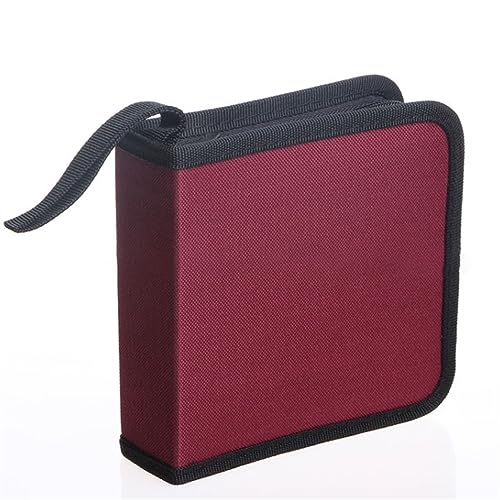 Reyox CD DVD Tasche Nylon, CD VCD DVD Hüllen Tragbare für Auto und Zuhause Rot 40 Kapazität von Reyox