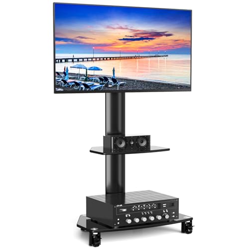 RFIVER TV Ständer Rollbar TV Rollwagen Fernsehständer mit Rollen für 27-70 Zoll Flach & Curved Fernseher Schwenkbar Höhenverstellbar mit 2 Platten bis zu 50kg max VESA 400x400mm RFIVER TV Ständer Rollbar TV Rollwagen Fernsehständer mit Rollen für 27-70 Zoll Flach & Curved Fernseher Schwenkbar Höhenverstellbar mit 2 Platten bis zu 50kg max VESA 400x400mm von Rfiver