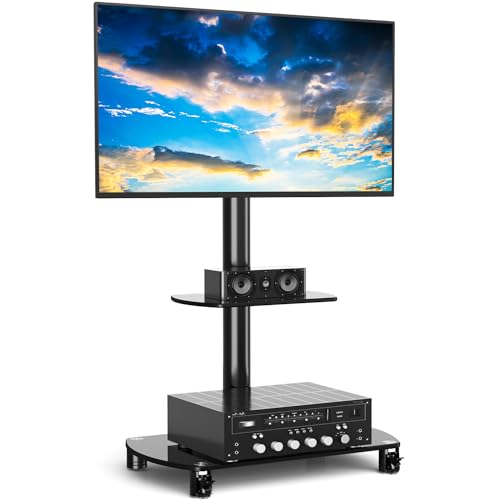 Universal Mobiler TV Ständer Rollbar Schwenkbar Höhenverstellbar mit 2 Platten für 32 bis 70 Zoll Fernseher Rollwagen TV Wagen Trolley auf Rollen Universal Mobiler TV Ständer Rollbar Schwenkbar Höhenverstellbar mit 2 Platten für 32 bis 70 Zoll Fernseher Rollwagen TV Wagen Trolley auf Rollen von Rfiver